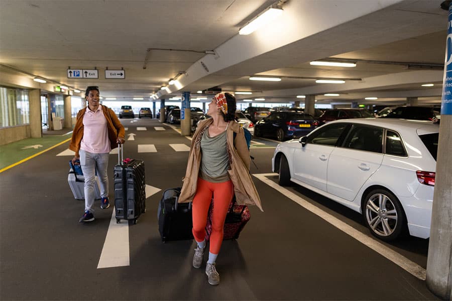 Walking in Parking Structure